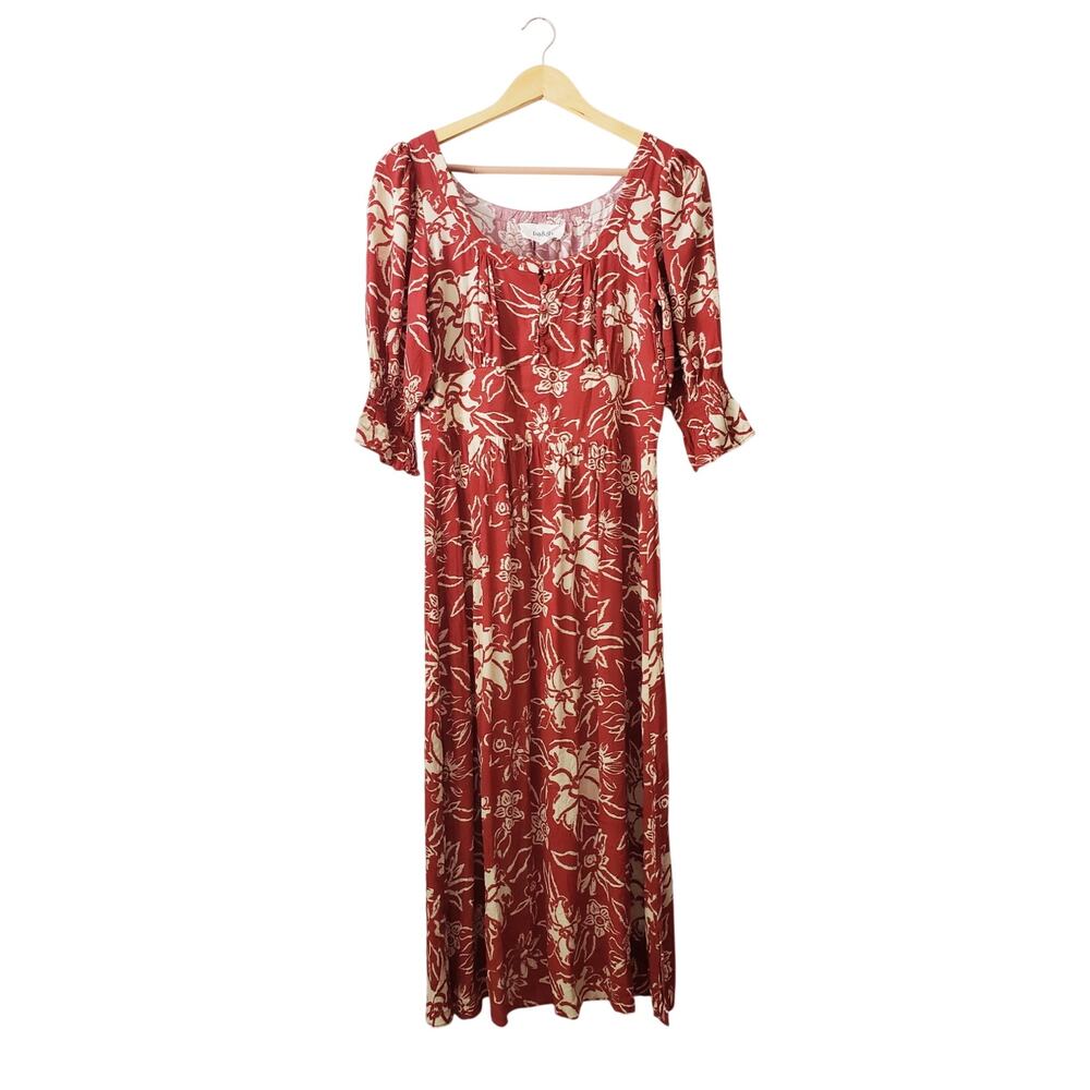 Ba&sh Soma Floral Print Midi Dress Red Size Small